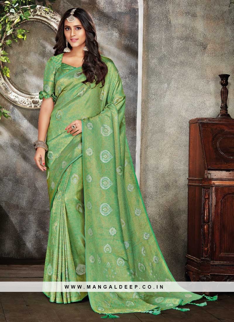 Green Color Silk Designer Saree
