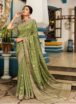 Green Color Silk Elegant Saree