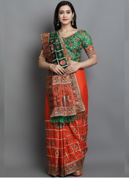 Green Color Silk Embroidered Bridal Saree