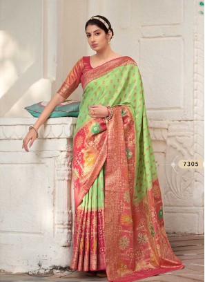 Green Color Silk Fancy Saree