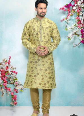 Green Color Silk Kurta Pajama For Mens