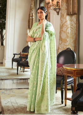 Green Color Silk Latest Design Saree