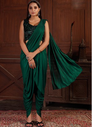 Green Color Silk Lyrca Ready To Wear Saree