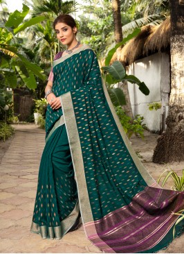 Green Color Silk Office Wear Saree