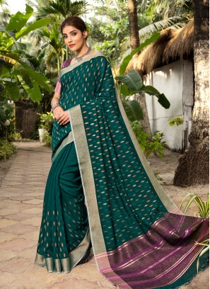 Green Color Silk Office Wear Saree