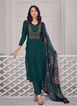 Green Color Silk Salwar Kameez
