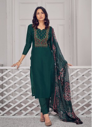 Green Color Silk Salwar Kameez
