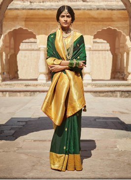 Green Color Silk Saree For Ladies