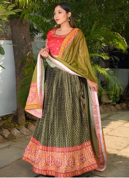 Green Color Silk Tradional Lehenga Choli