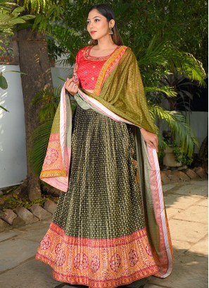 Green Color Silk Tradional Lehenga Choli