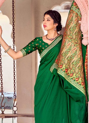 Green Color Silk Tradiotional Wear Saree