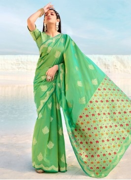 Green Color Traditional Designer Saree