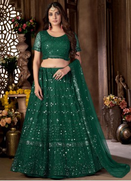 Green Color Trendy Lehenga Choli