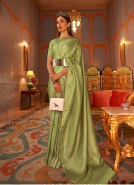 Green Color Two Tone Weaving Silk Saree