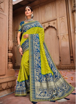 Green Color Weaving Silk New Saree