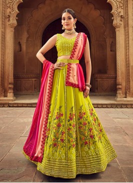 Green Colour Georgette Lehenga Choli