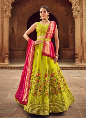 Green Colour Georgette Lehenga Choli