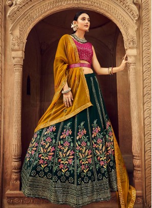 Green Colour Georgette Lehenga Choli