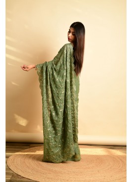 Green Colour Kashmiri Work Saree