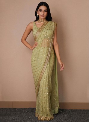 Green Cord Contemporary Saree