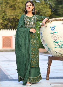 Green Cotton Designer Salwar Kameez