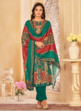 Green Digital Print Viscose Trendy Salwar Kameez