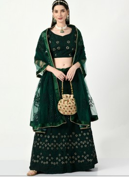 Green Embroidered Ceremonial Designer Lehenga Chol