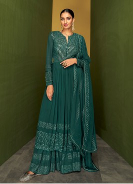 Green Embroidered Ceremonial Salwar Suit