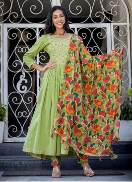 Green Embroidered Festival Salwar Suit