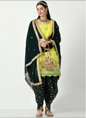 Green Embroidered Patiala Salwar Kameez