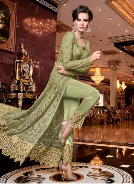 Green Embroidered Reception Designer Salwar Kameez