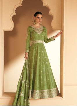 Green Embroidered Silk Salwar Kameez