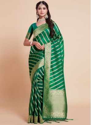 Green Engagement Contemporary Style Saree