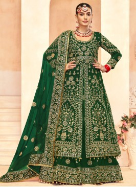 Green Engagement Designer Long Lehenga Choli