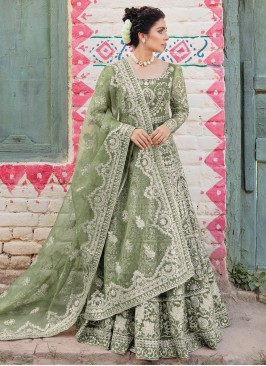 Green Engagement Net Trendy Gown