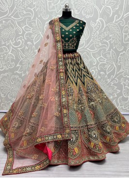 Green Engagement Silk Designer Lehenga Choli