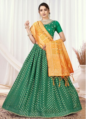 Green Engagement Viscose Trendy Lehenga Choli
