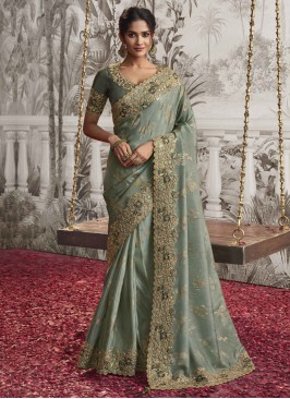 Green Fancy Fabric Saree