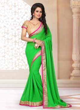 Green Faux Georgette Classic Saree