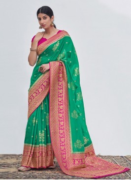 Green Festival Classic Saree