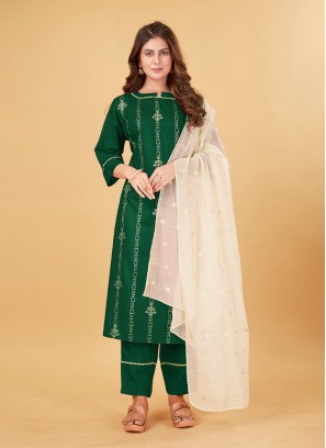 Green Festival Cotton Designer Salwar Suit