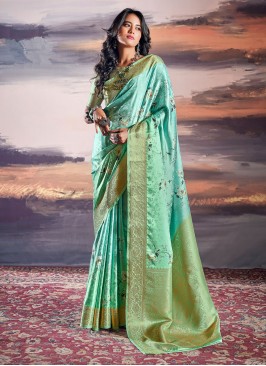 Green Festival Designer Saree