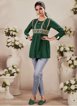 Green Festival Party Wear Kurti