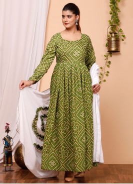 Green Festival Readymade Gown