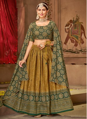 Green Foil Print Lehenga Choli