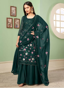 Green Georgette Festival Salwar Suit