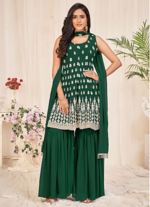 Green Georgette Trendy Salwar Suit