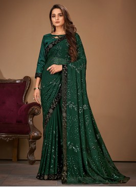 Green Georgette Trendy Saree