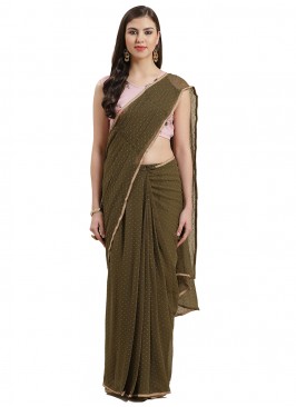 Green Georgette Wedding Contemporary Saree