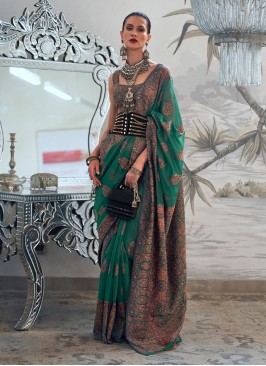 Green Handloom silk Weaving Classic Saree